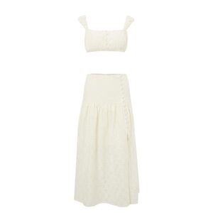 Glitz Cream Maxi A-line Skirt Set Resort Wear